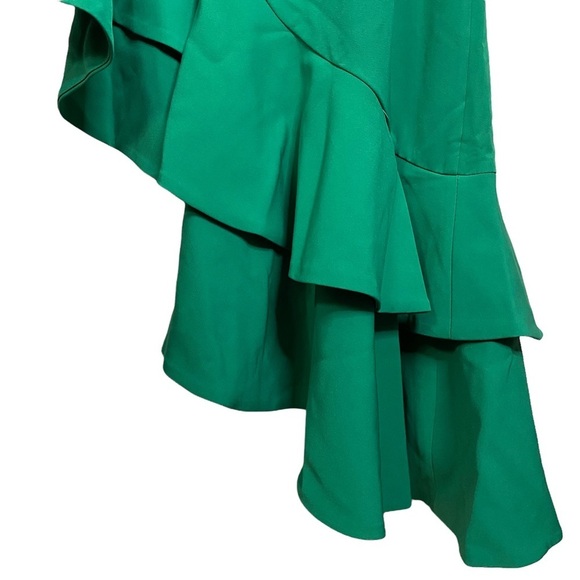 Lovers + Friends Evergreen Gown Draped Ruched Asymmetric Ruffled Medium - Picture 12 of 16